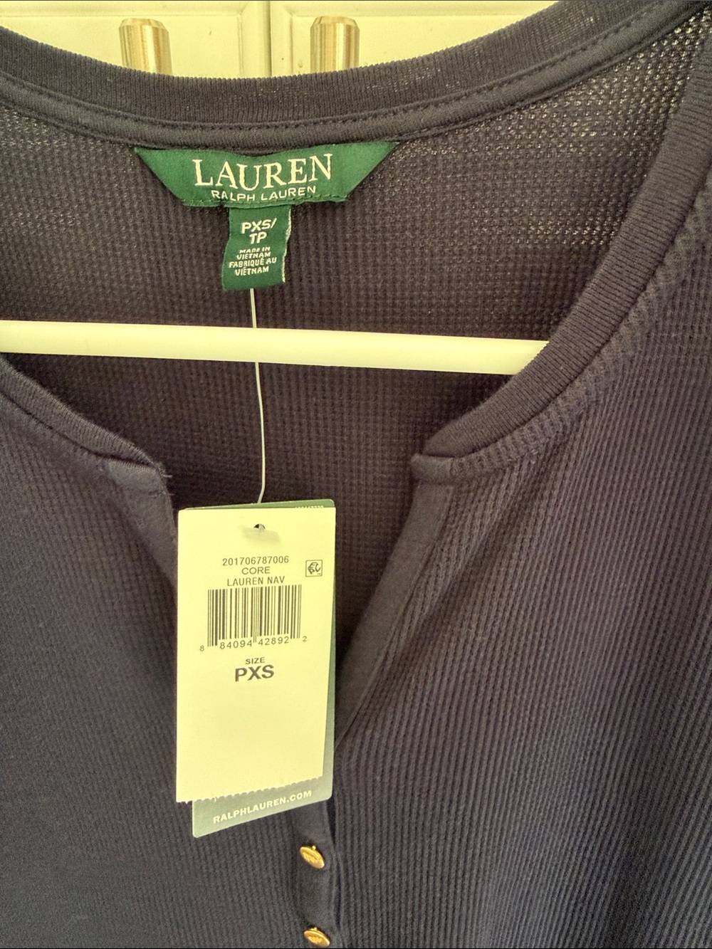 Lauren Ralph Lauren Navy Short-Sleeve Henley Midi Dress - Picture 2 of 9